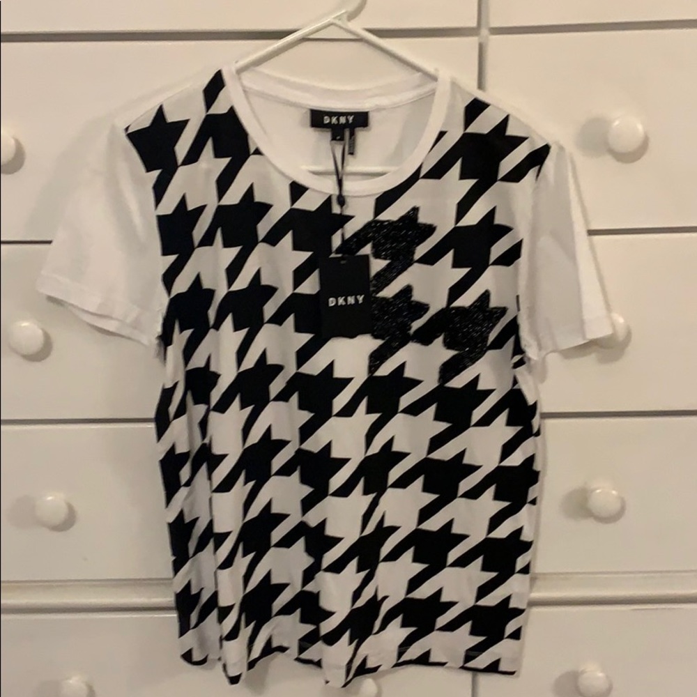 NWT DKNY White T-Shirt with Black Design